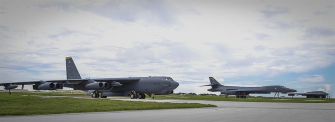 B-52, B-1 and B-2 at Guam in August 2016